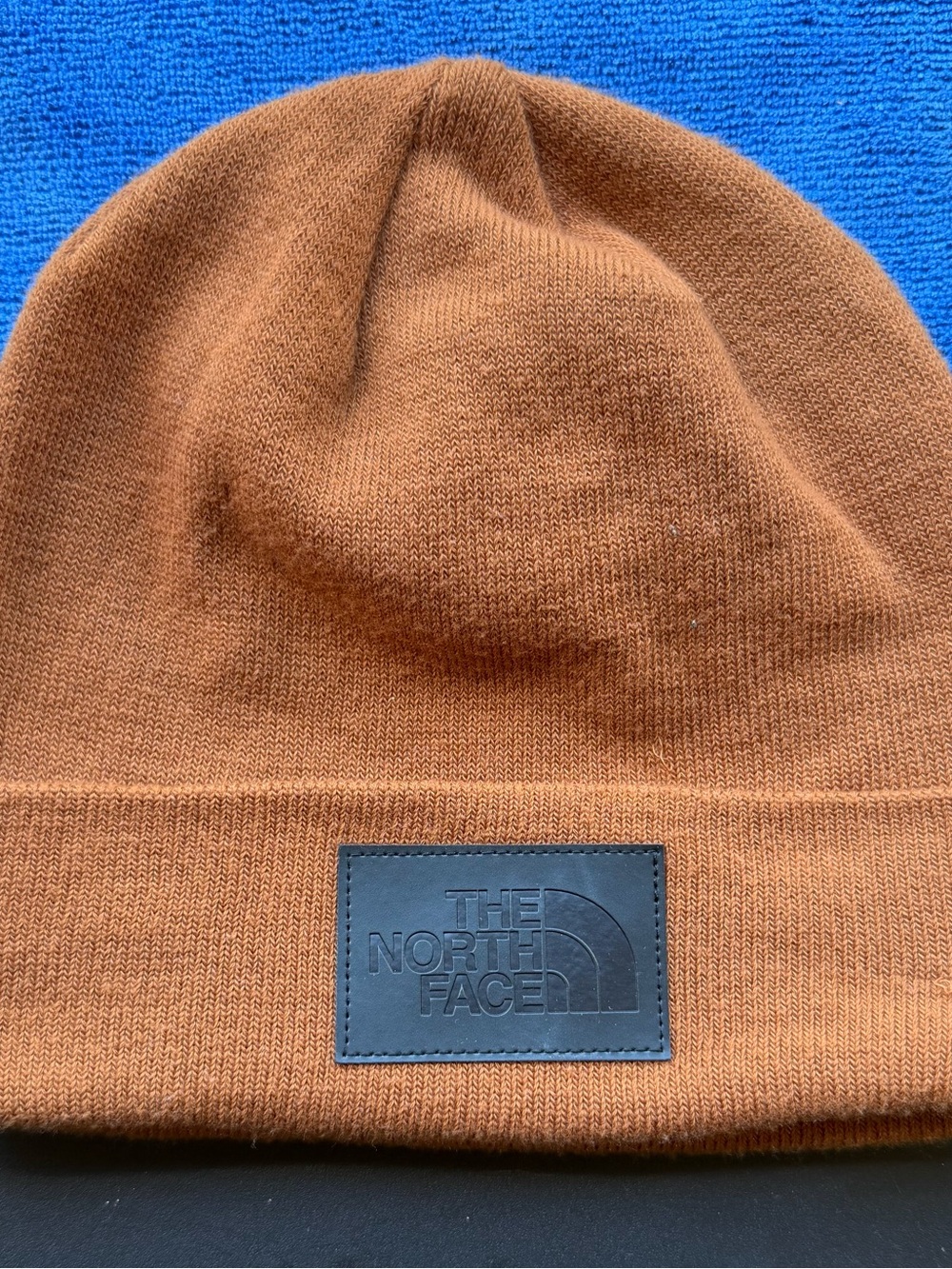The North Face Brown Knit Cuffed Beanie with Logo Patch